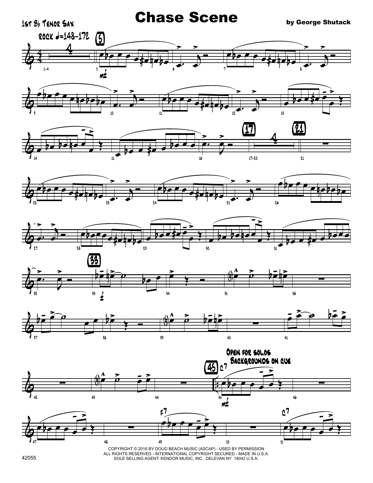 Download George Shutack Chase Scene - 1st Tenor Saxophone Sheet Music