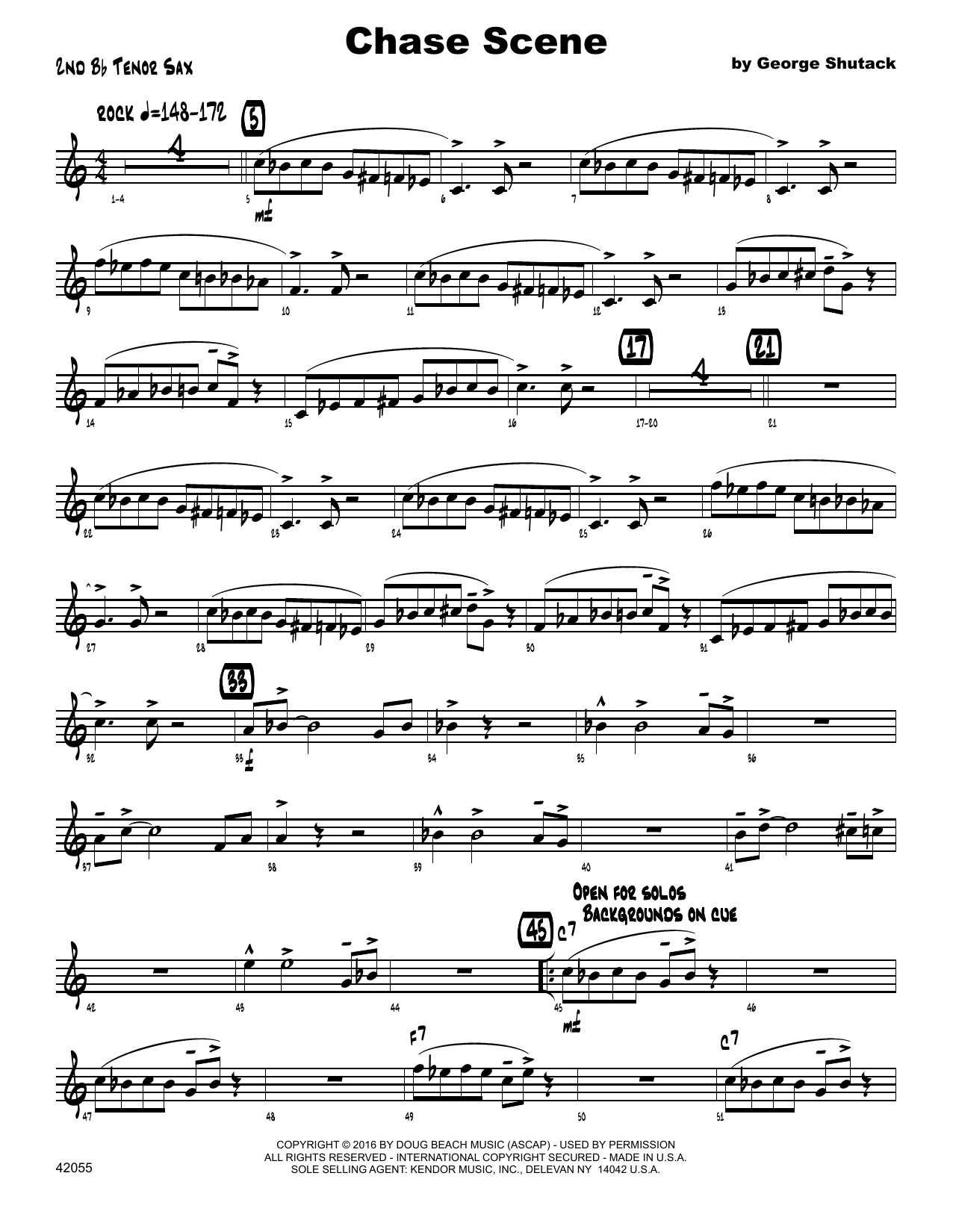 Download George Shutack Chase Scene - 2nd Bb Tenor Saxophone Sheet Music