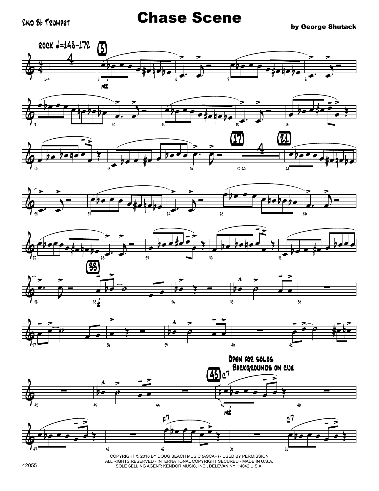 Download George Shutack Chase Scene - 2nd Bb Trumpet Sheet Music