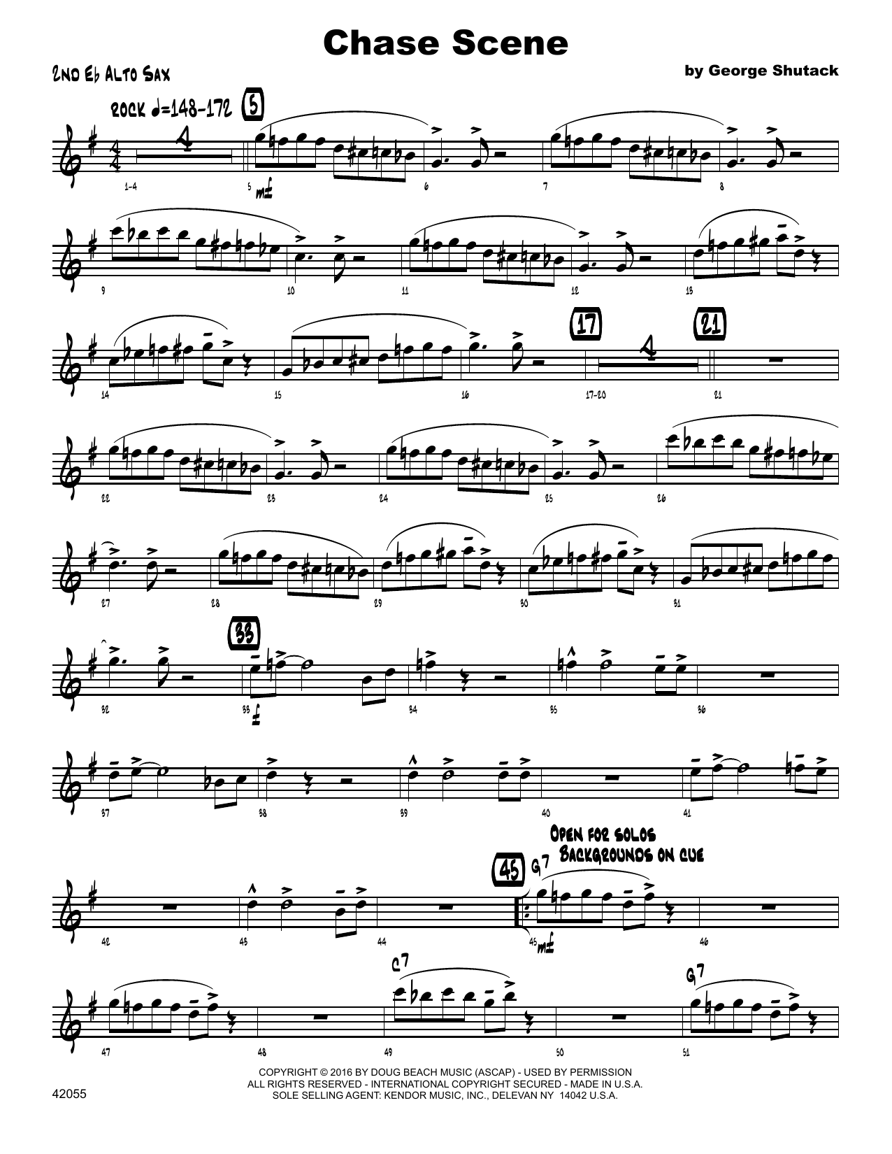 Download George Shutack Chase Scene - 2nd Eb Alto Saxophone Sheet Music