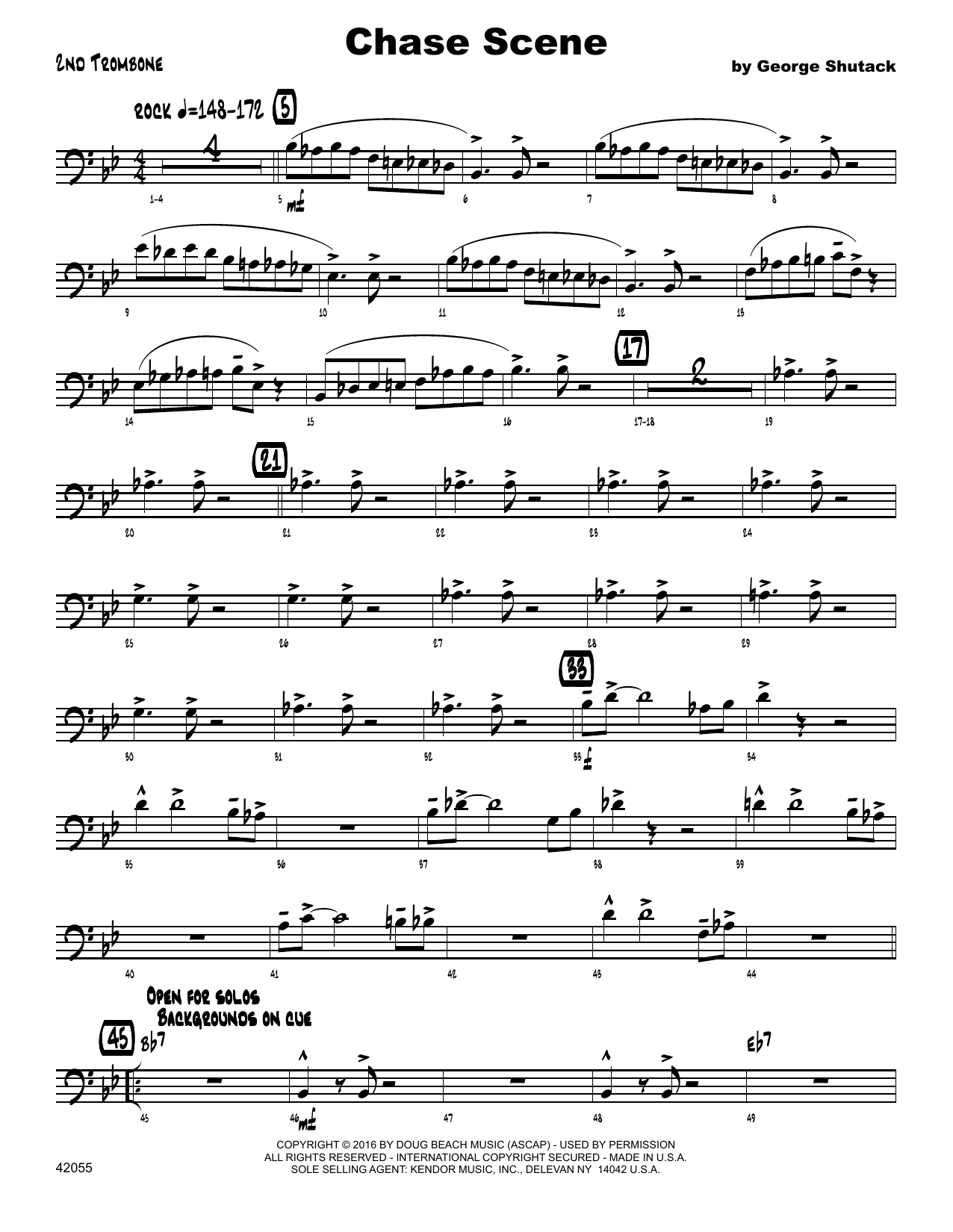 Download George Shutack Chase Scene - 2nd Trombone Sheet Music