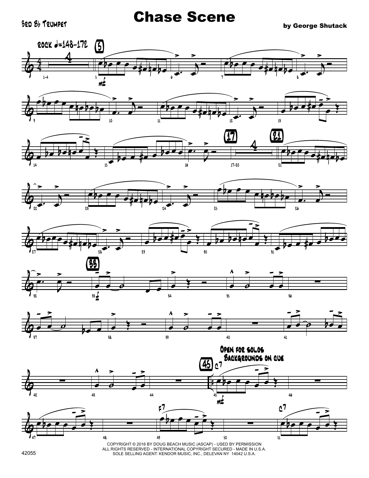 Download George Shutack Chase Scene - 3rd Bb Trumpet Sheet Music