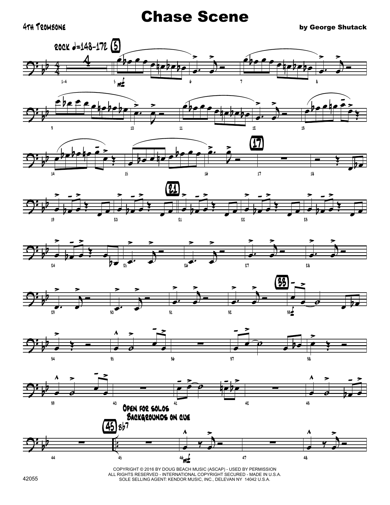 Download George Shutack Chase Scene - 4th Trombone Sheet Music