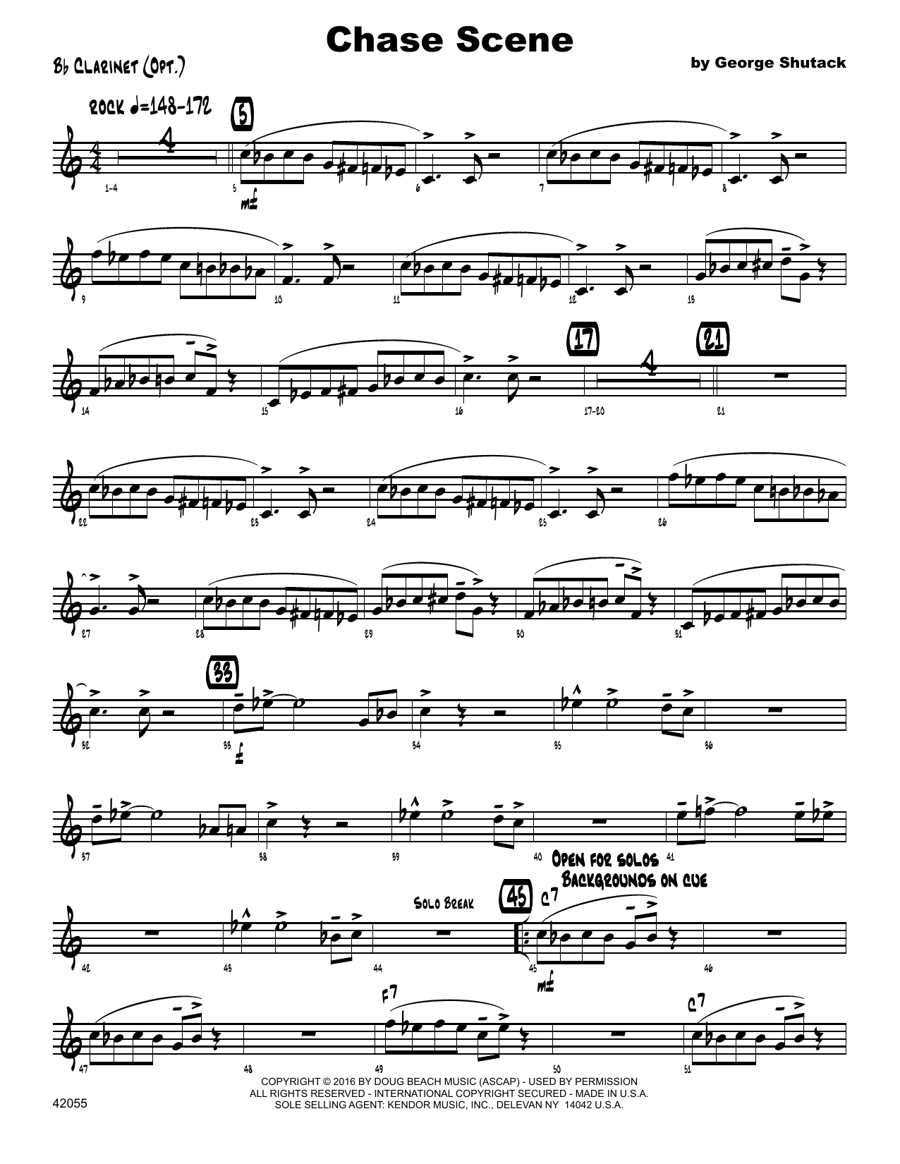 Download George Shutack Chase Scene - Bb Clarinet Sheet Music