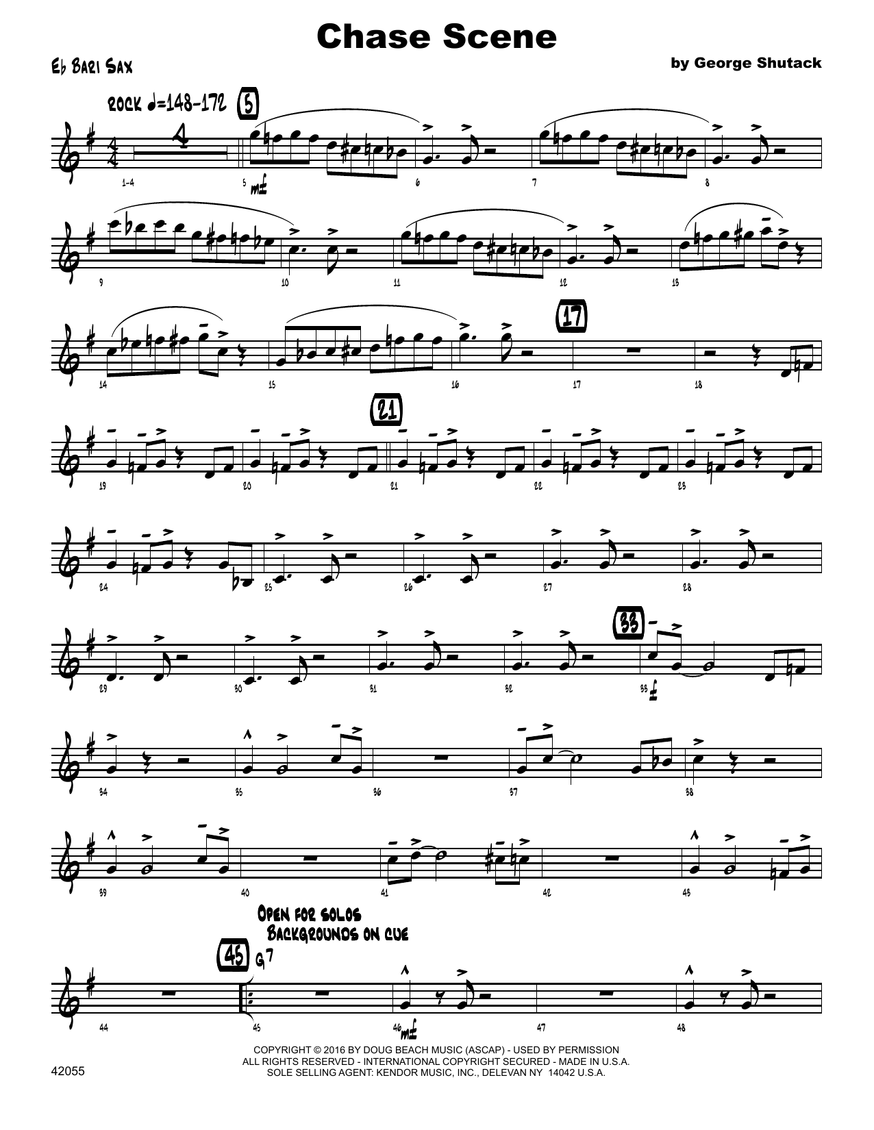 Download George Shutack Chase Scene - Eb Baritone Saxophone Sheet Music