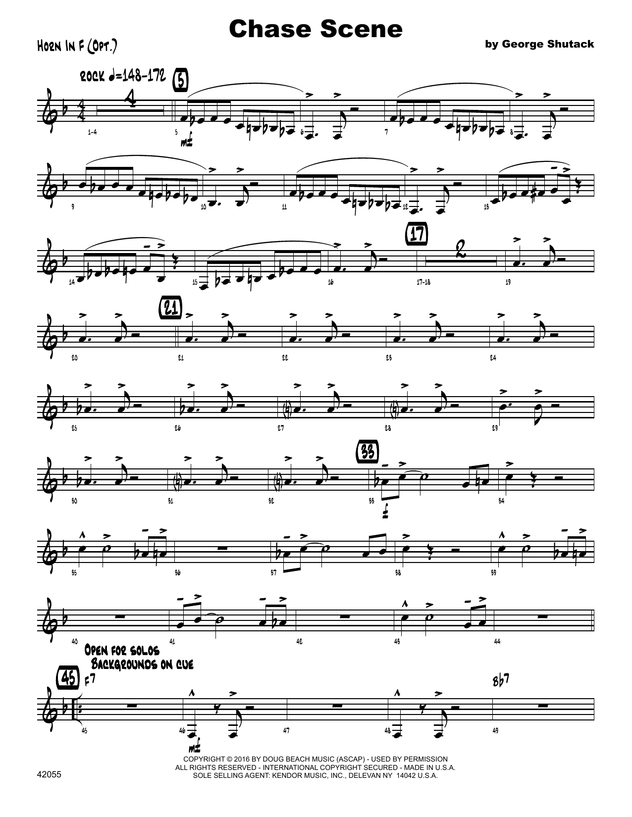 Download George Shutack Chase Scene - Horn in F Sheet Music