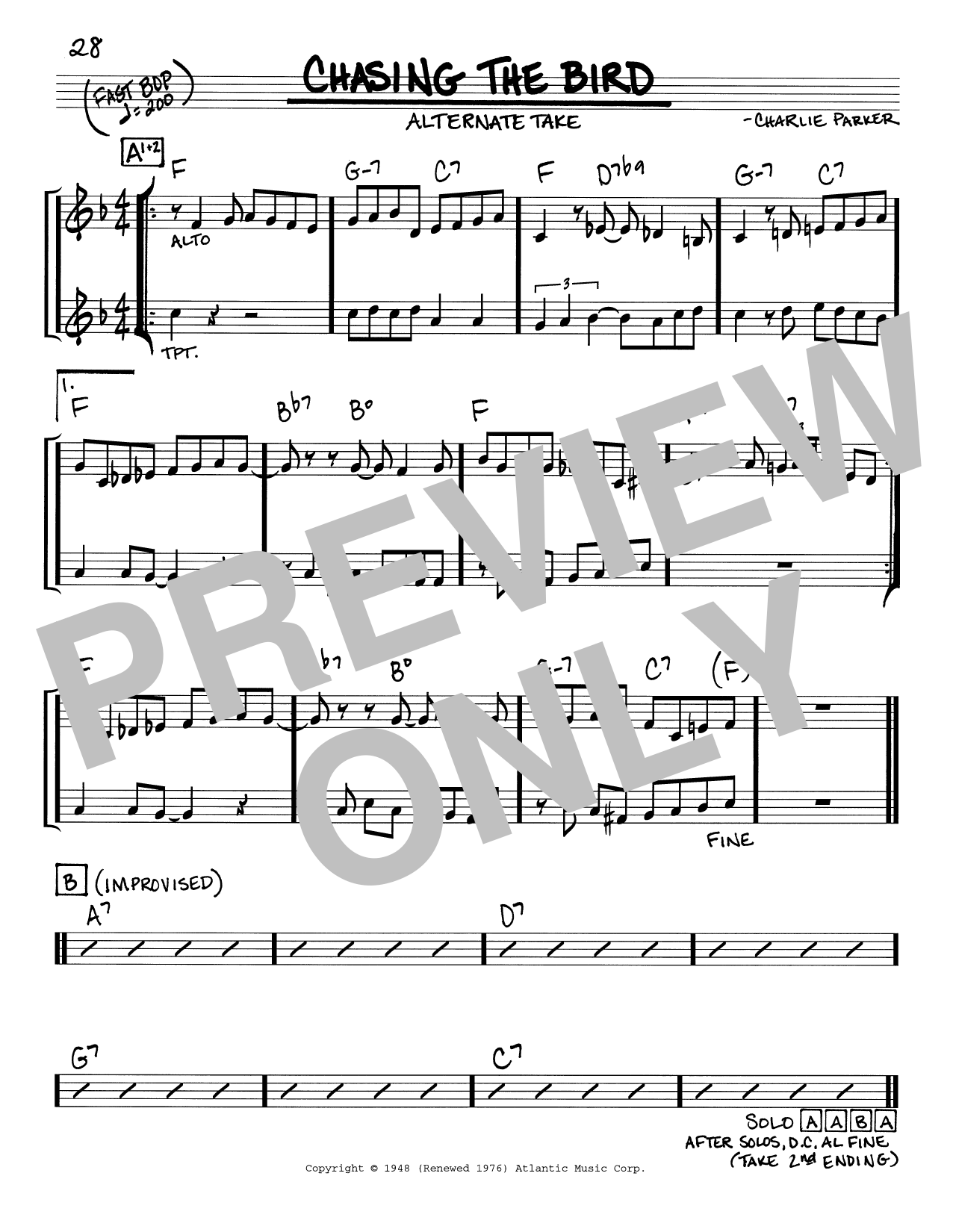 Download Charlie Parker Chasing The Bird Sheet Music