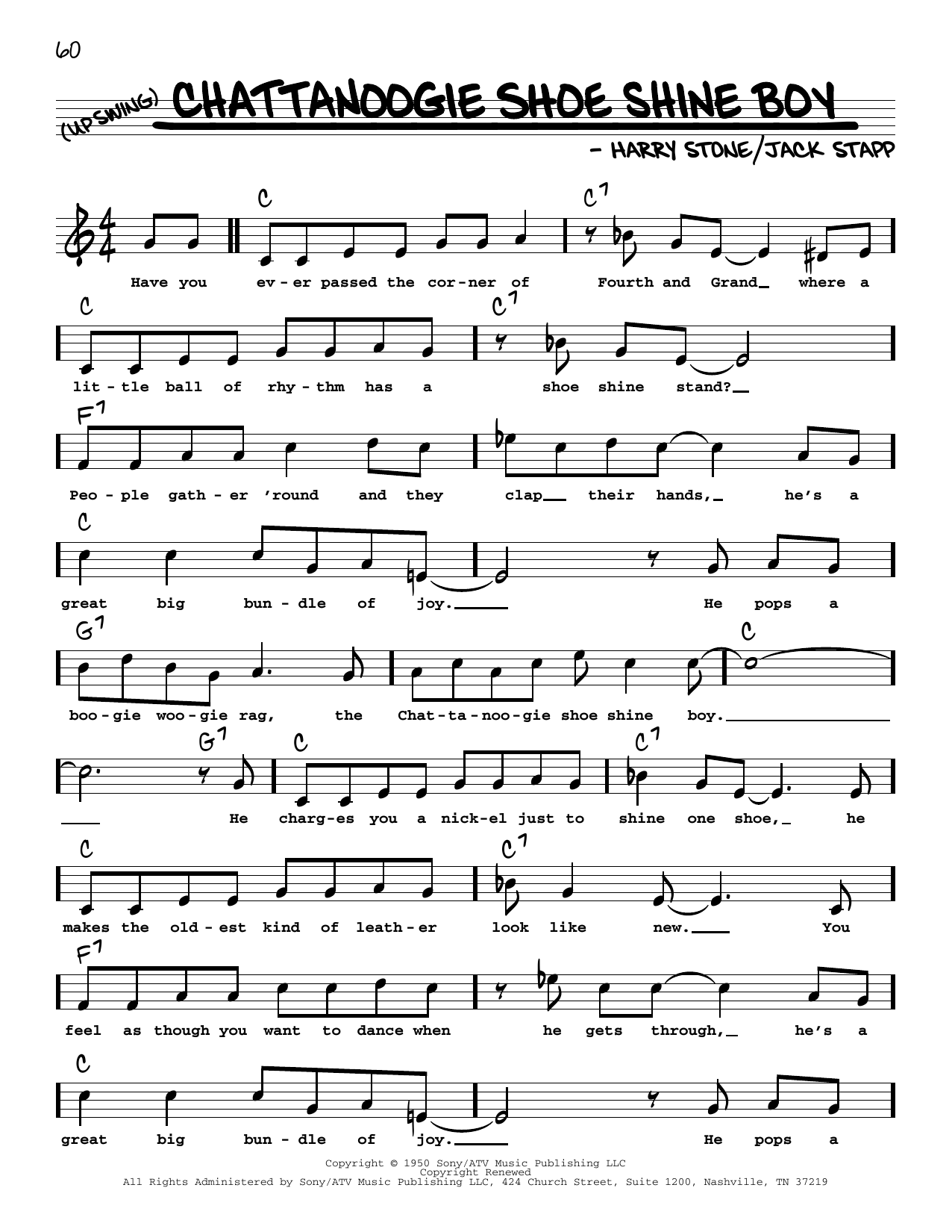 Download Red Foley Chattanoogie Shoe Shine Boy (High Voice Sheet Music