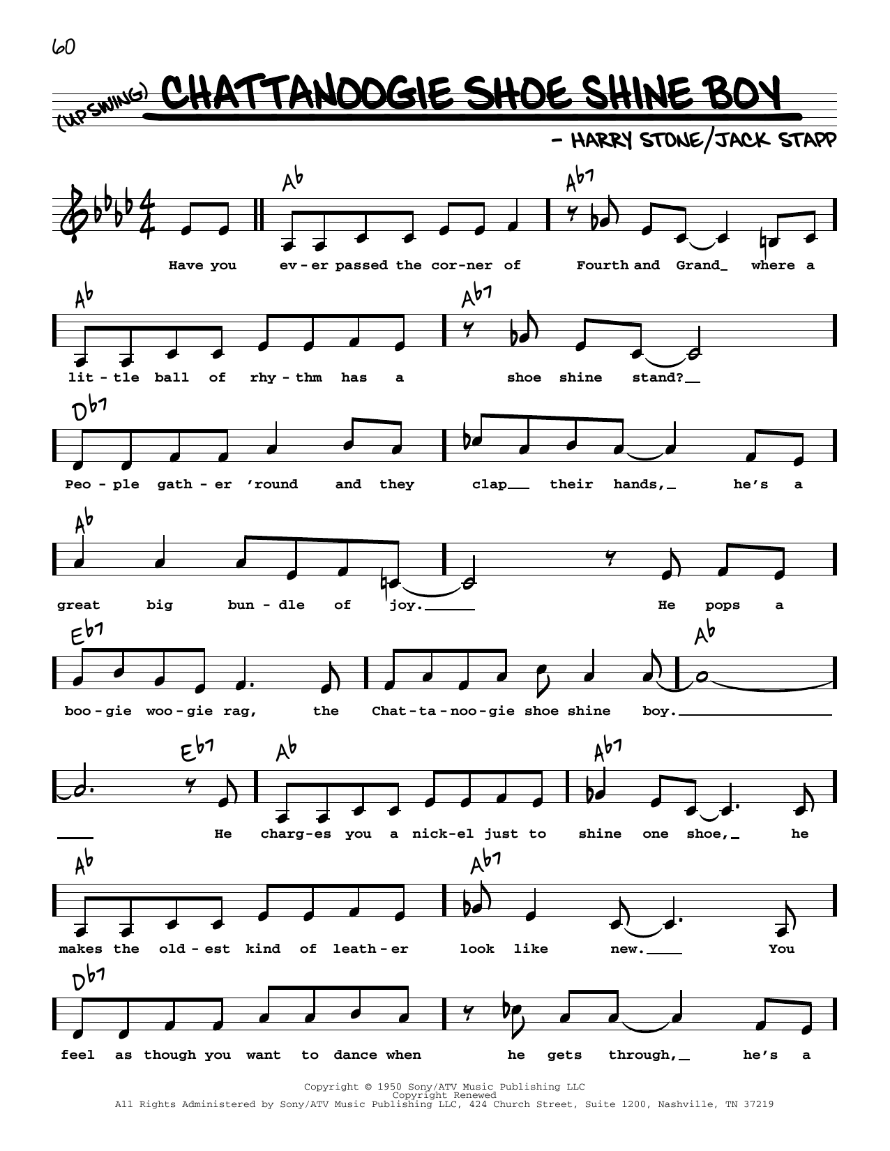 Download Red Foley Chattanoogie Shoe Shine Boy (Low Voice) Sheet Music