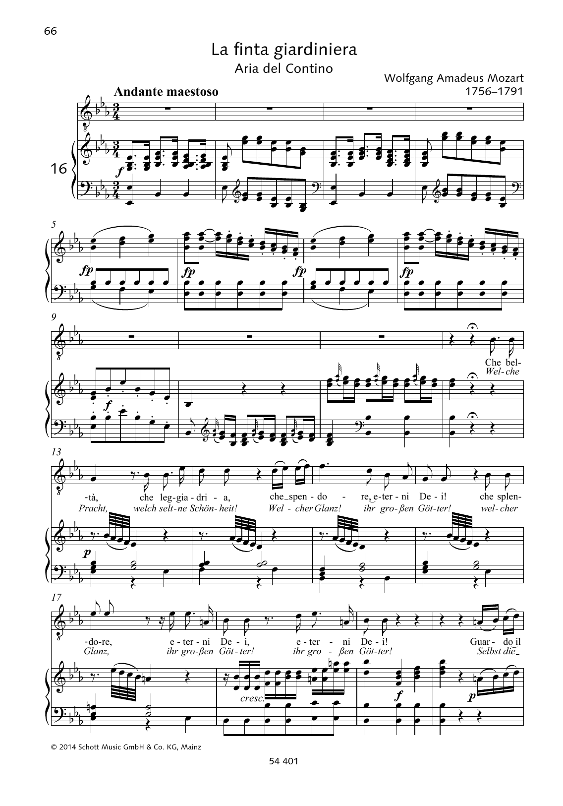Download Wolfgang Amadeus Mozart Che beltà, che leggiadria Sheet Music