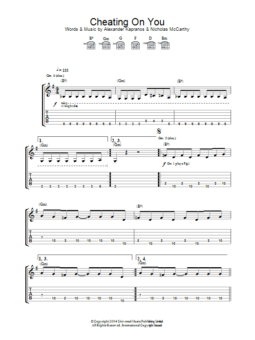 Download Franz Ferdinand Cheating On You Sheet Music