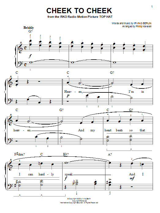 Irving Berlin Cheek To Cheek sheet music notes printable PDF score