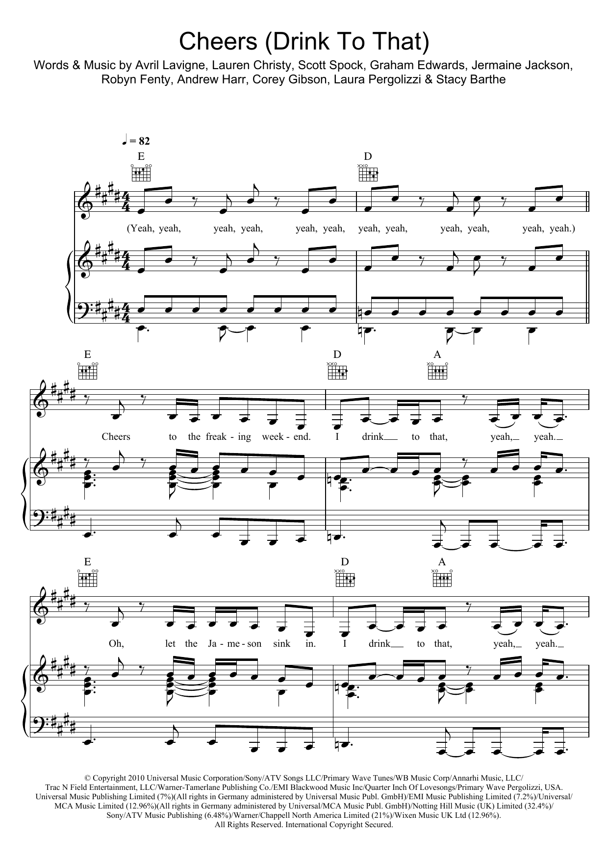 Download Rihanna Cheers (Drink To That) Sheet Music