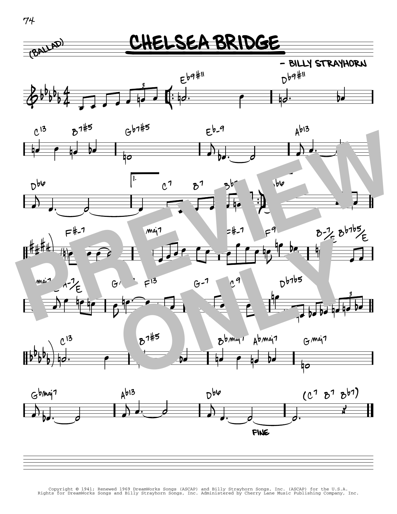 Download Billy Strayhorn Chelsea Bridge [Reharmonized version] ( Sheet Music