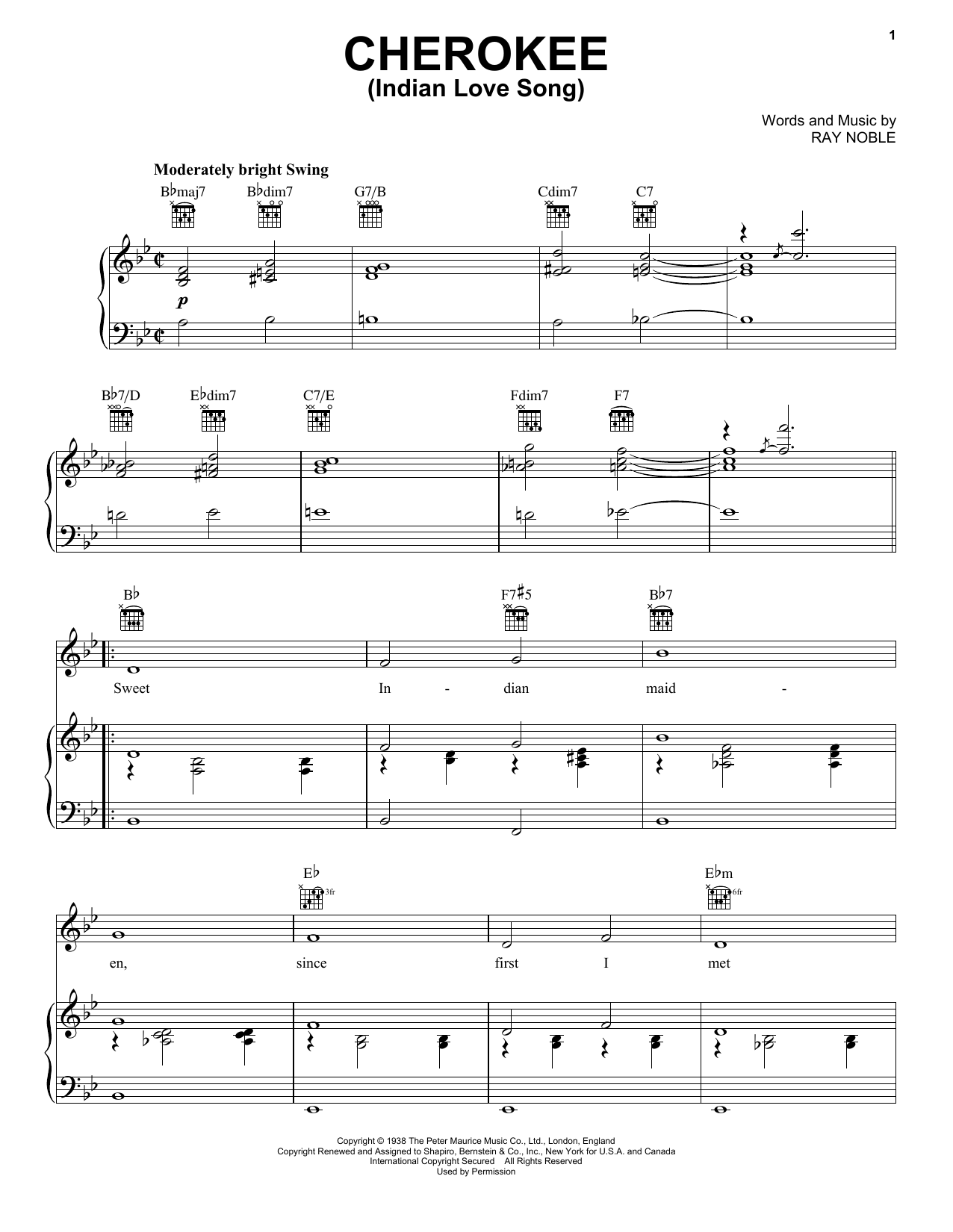 Download Benny Sextet Goodman Cherokee (Indian Love Song) Sheet Music