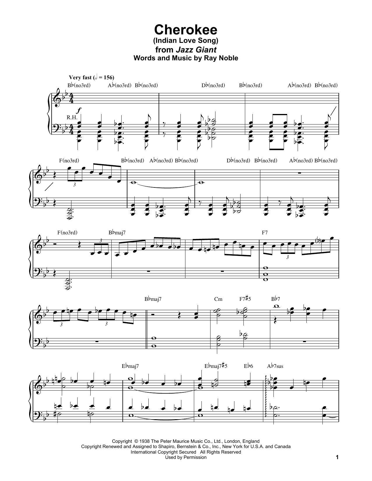 Download Bud Powell Cherokee (Indian Love Song) Sheet Music