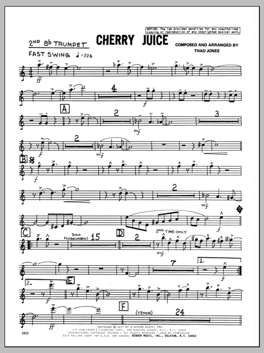 Download Thad Jones Cherry Juice - 2nd Bb Trumpet Sheet Music