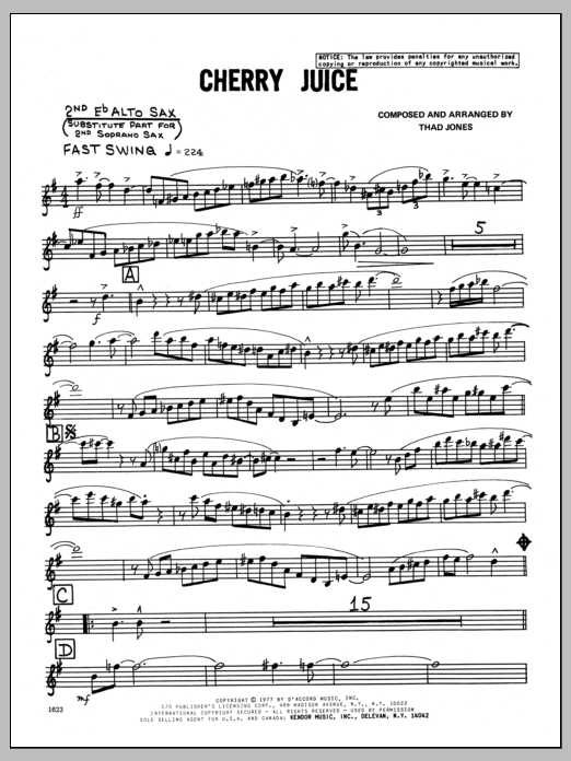 Download Thad Jones Cherry Juice - 2nd Eb Alto Saxophone Sheet Music