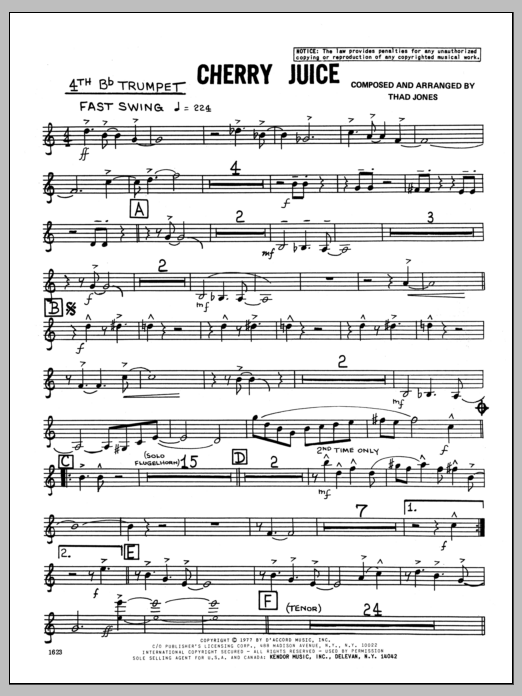 Download Thad Jones Cherry Juice - 4th Bb Trumpet Sheet Music
