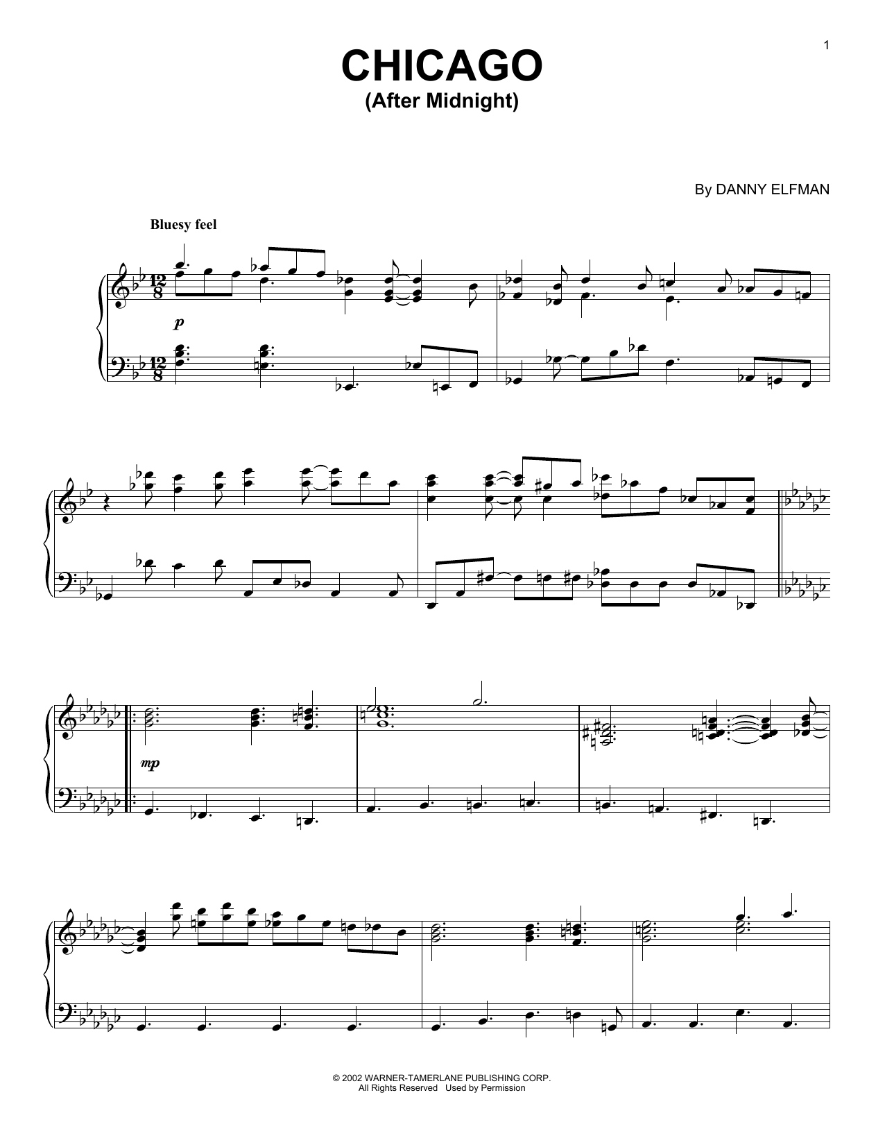 Download Danny Elfman Chicago (After Midnight) Sheet Music