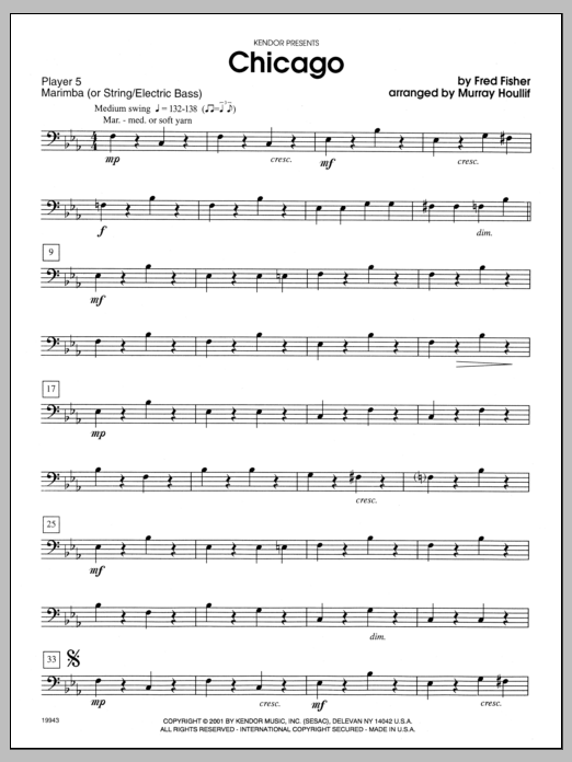 Download Houllif Chicago - Percussion 5 Sheet Music