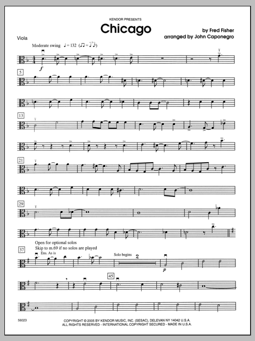 Download John Caponegro Chicago - Viola Sheet Music
