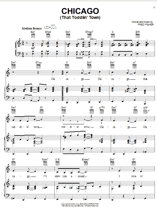 Frank Sinatra Chicago (That Toddlin' Town) sheet music notes printable PDF score