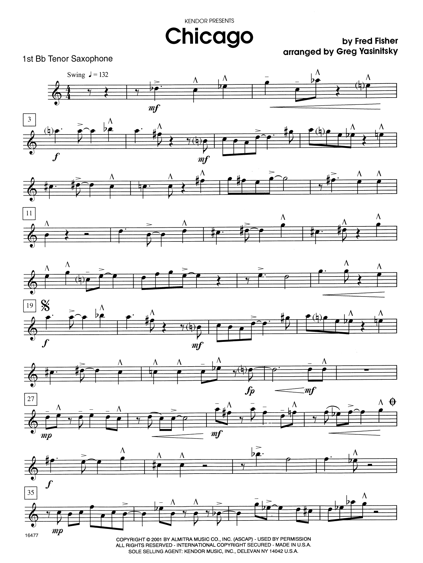 Download Fred Fisher Chicago (that Toddlin' Town) - 1st Teno Sheet Music