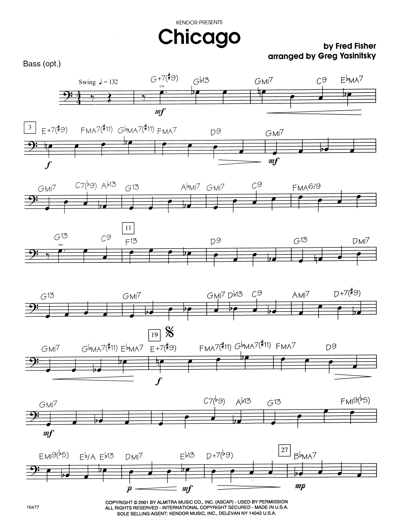 Download Fred Fisher Chicago (that Toddlin' Town) - Bass Sheet Music
