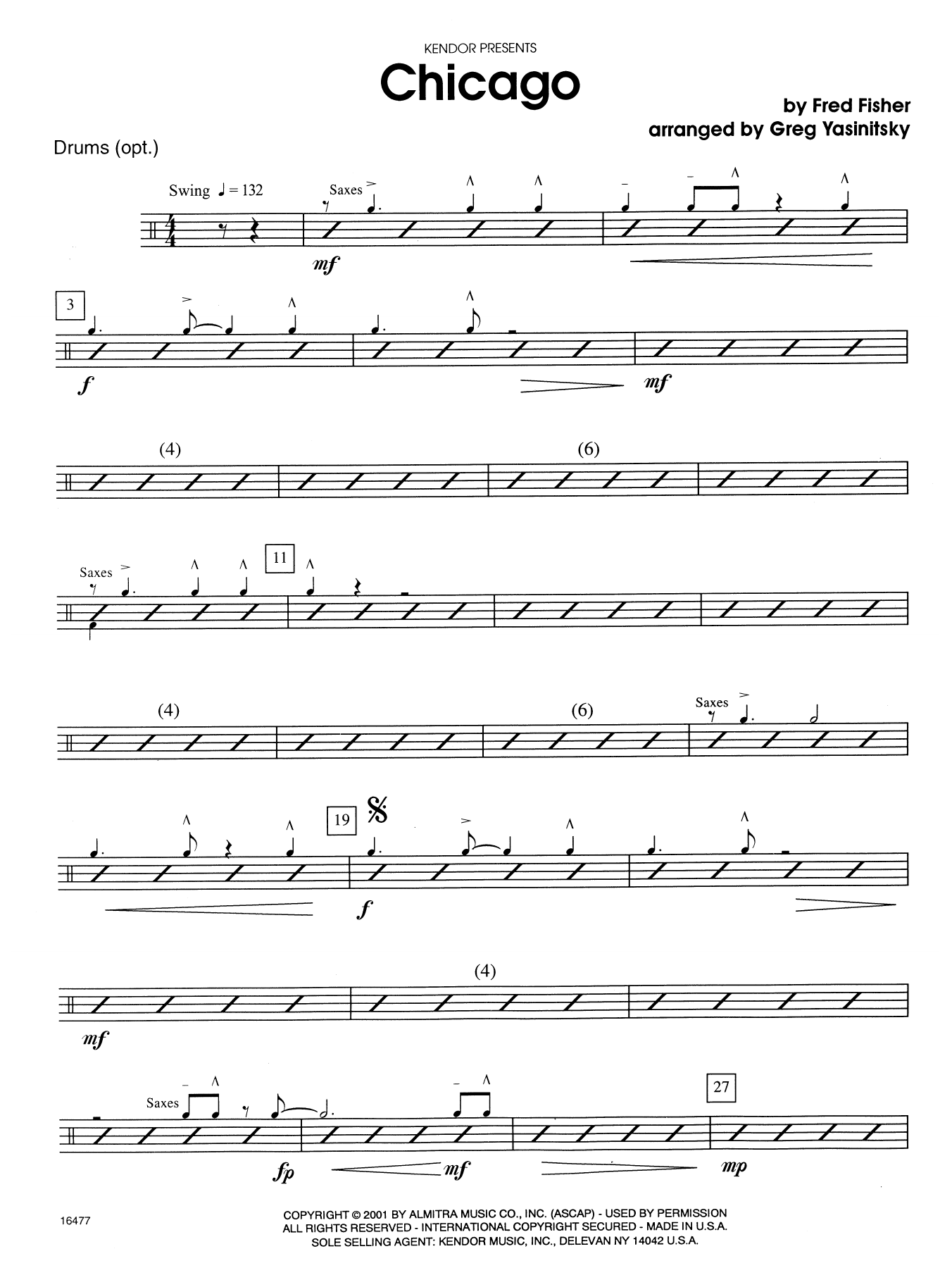 Download Fred Fisher Chicago (that Toddlin' Town) - Drum Set Sheet Music