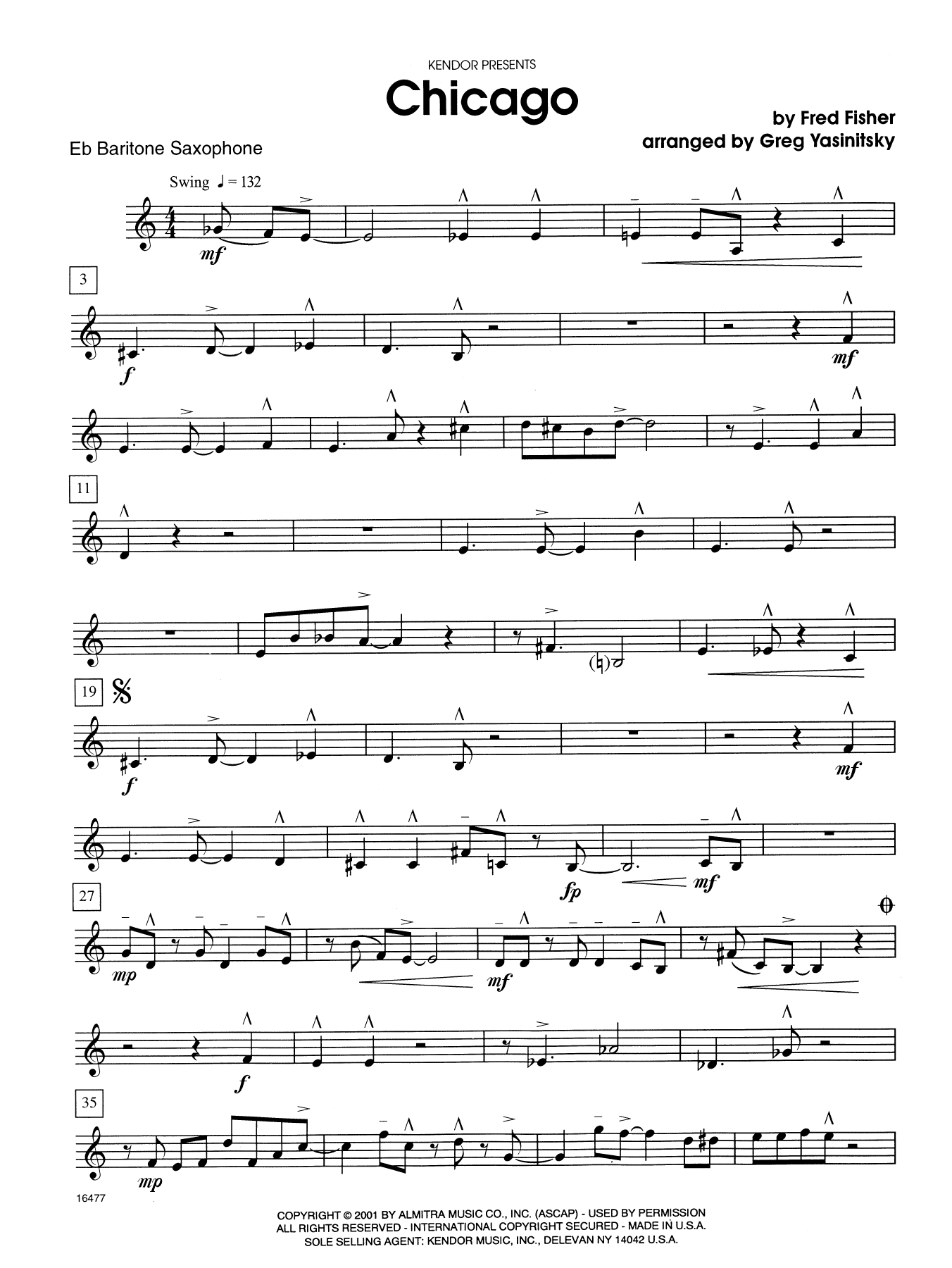 Download Fred Fisher Chicago (that Toddlin' Town) - Eb Barit Sheet Music