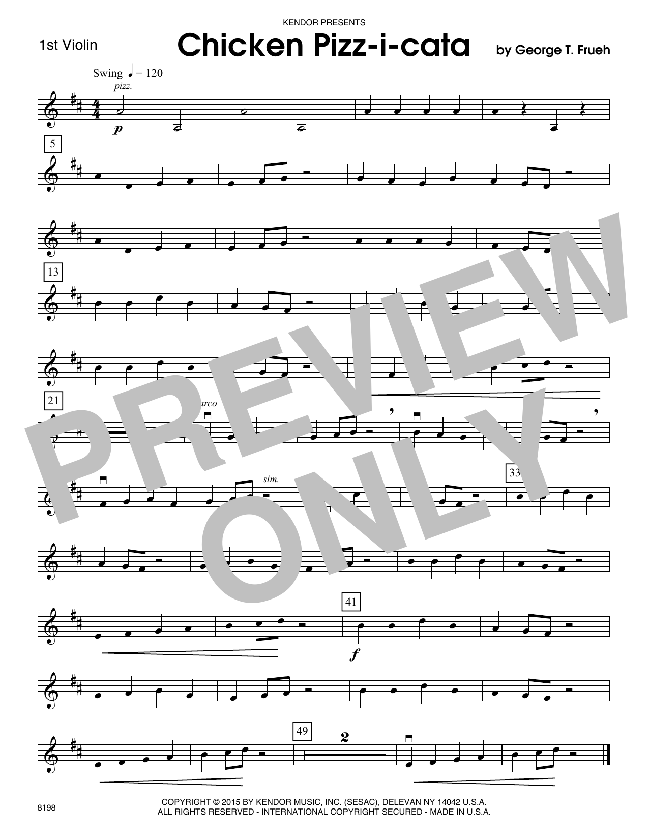 Download George T. Frueh Chicken Pizz-i-cata - 1st Violin Sheet Music
