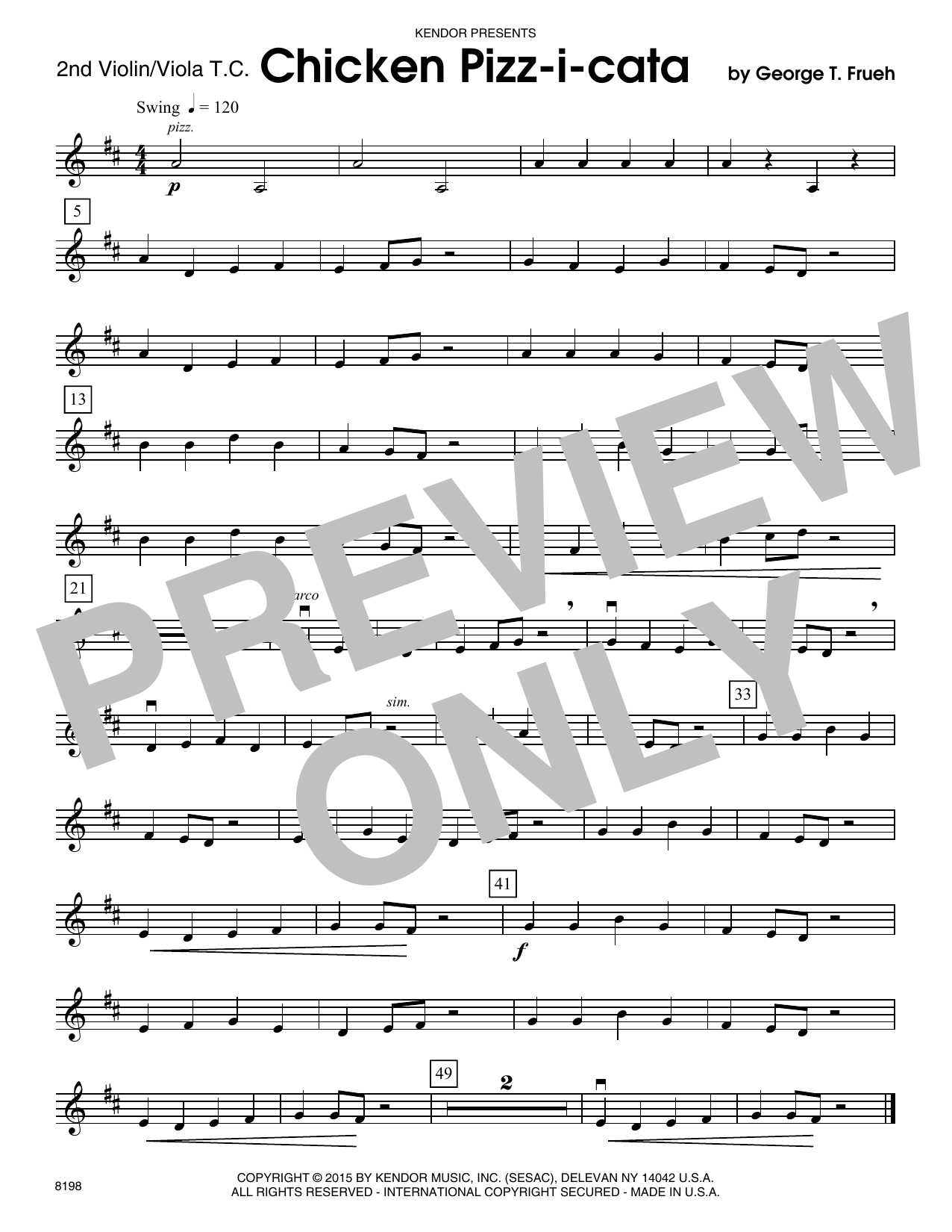 Download George T. Frueh Chicken Pizz-i-cata - 2nd Violin Sheet Music