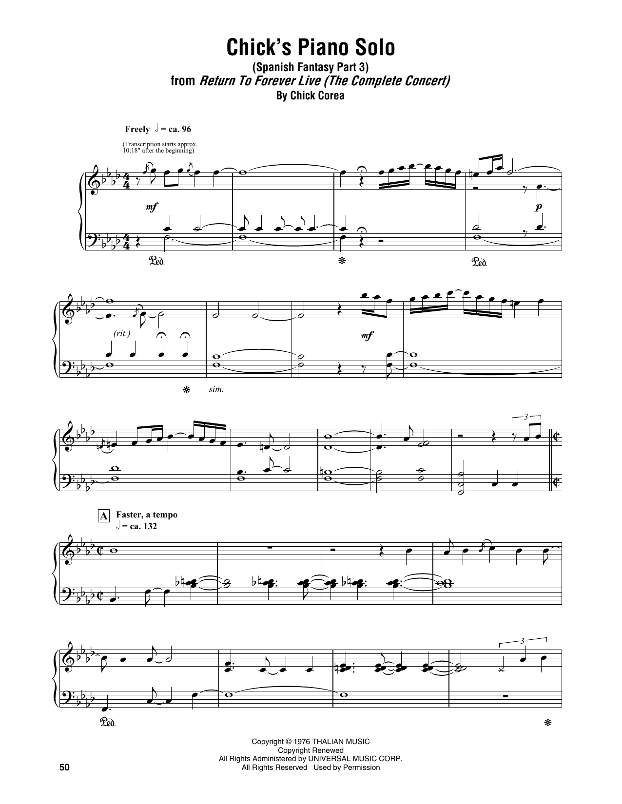 Download Chick Corea Chick's Piano Solo (Spanish Fantasy Par Sheet Music