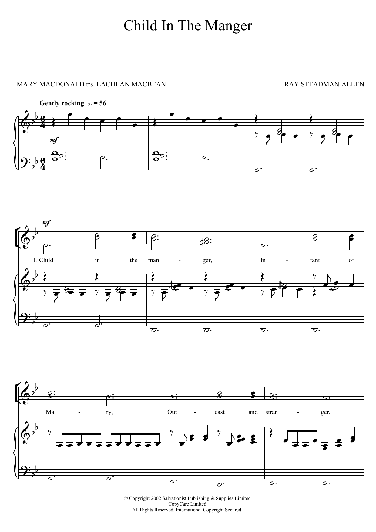 Download The Salvation Army Child In The Manger Sheet Music