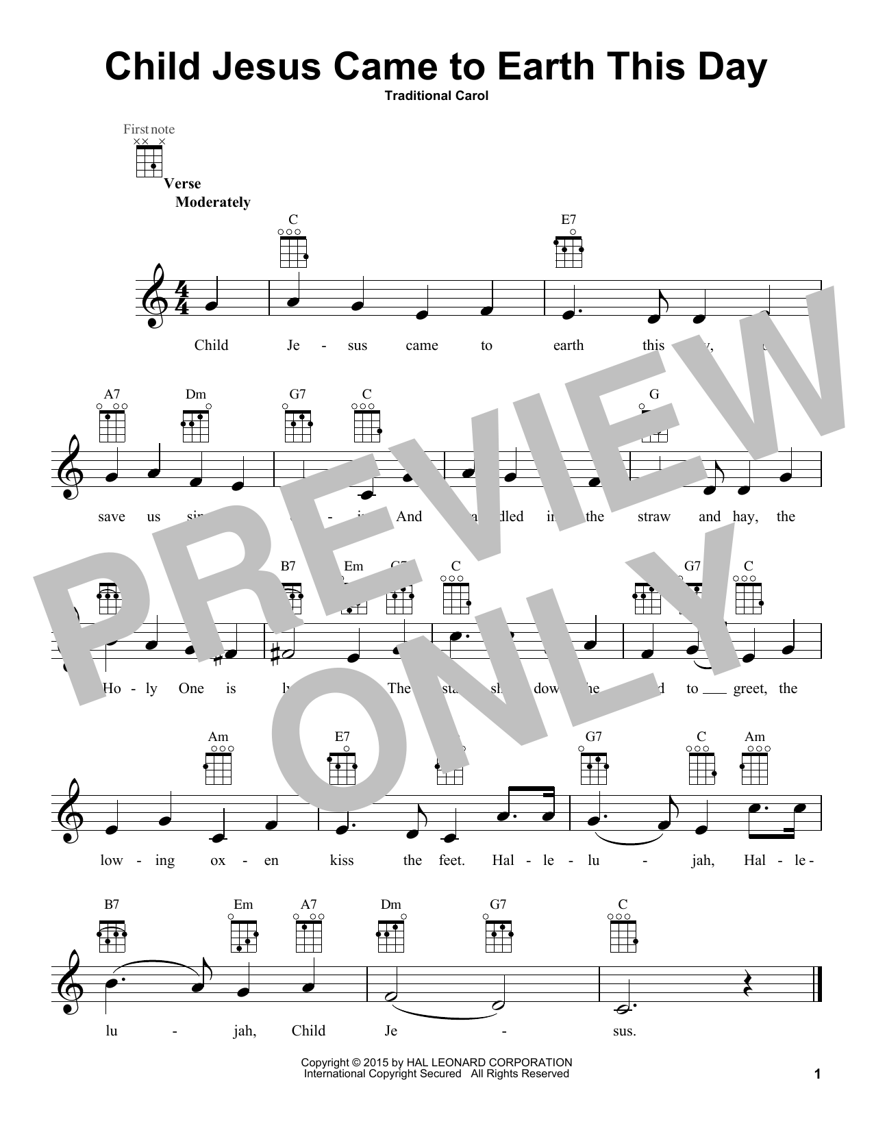 Download Traditional Carol Child Jesus Came To Earth This Day Sheet Music