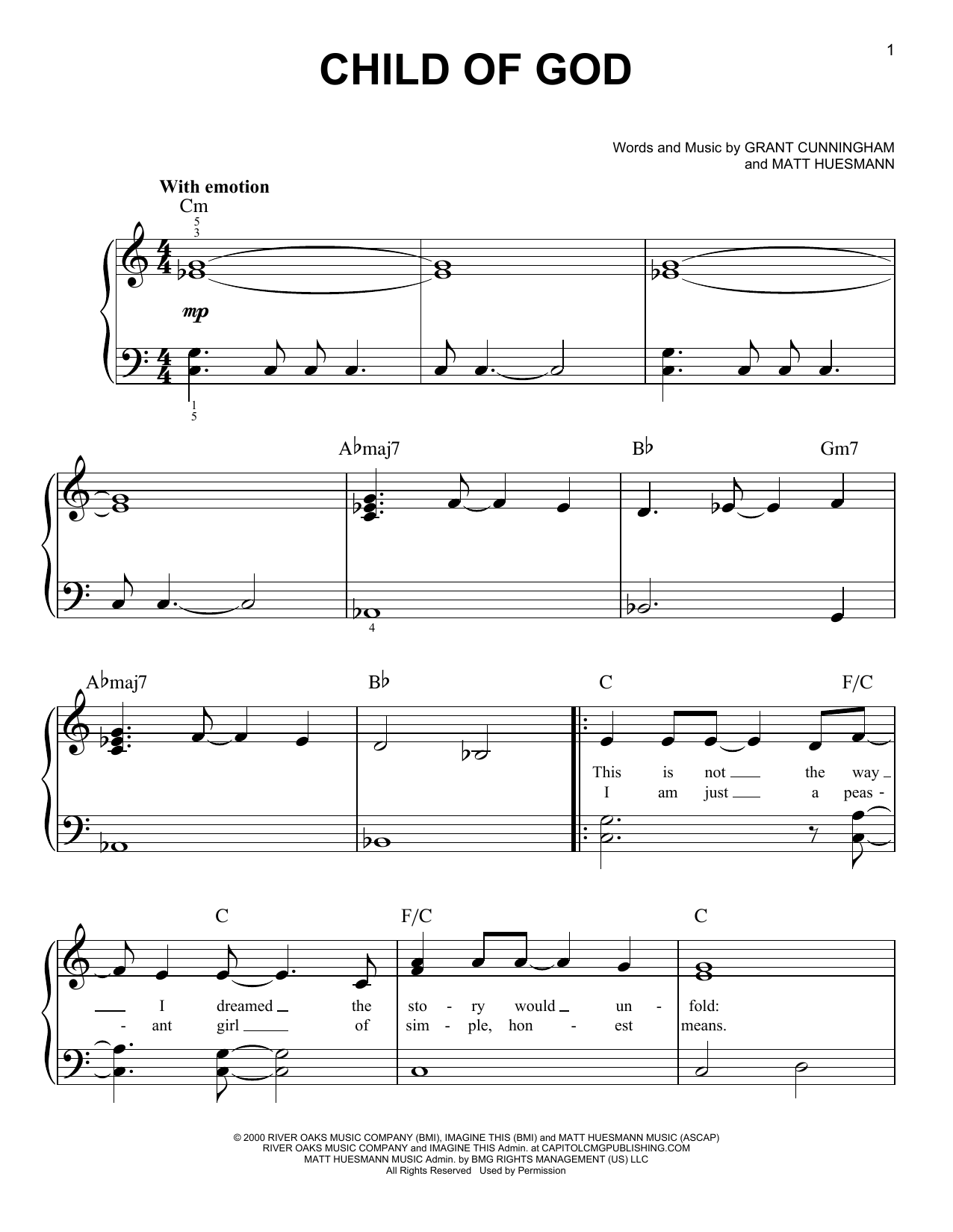 Download Amy Grant Child Of God Sheet Music