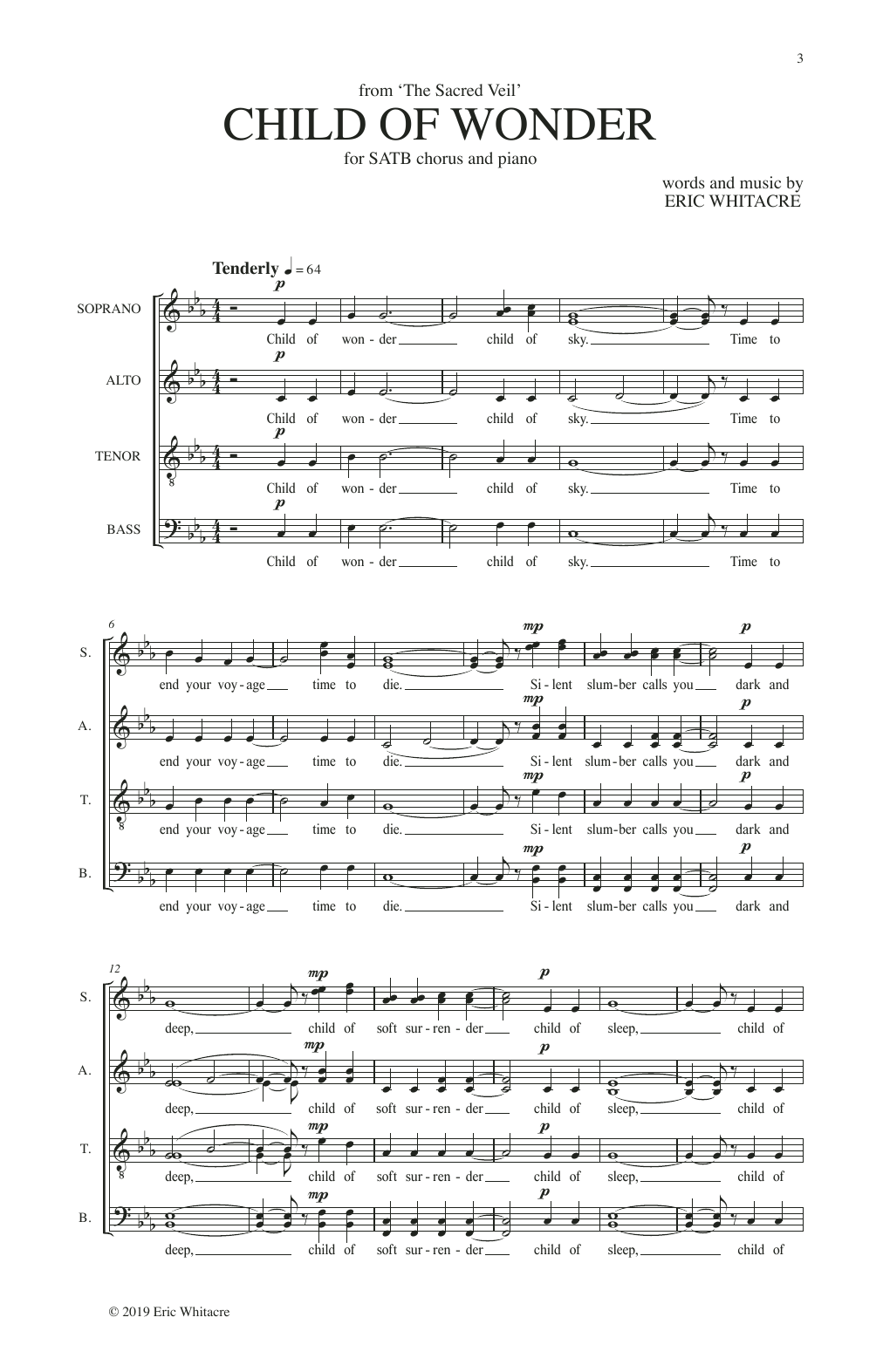 Download Eric Whitacre Child Of Wonder (from The Sacred Veil) Sheet Music