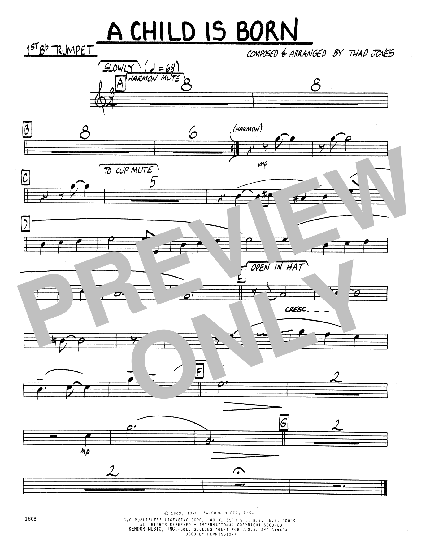 Download Thad Jones Child Is Born, A - 1st Bb Trumpet Sheet Music
