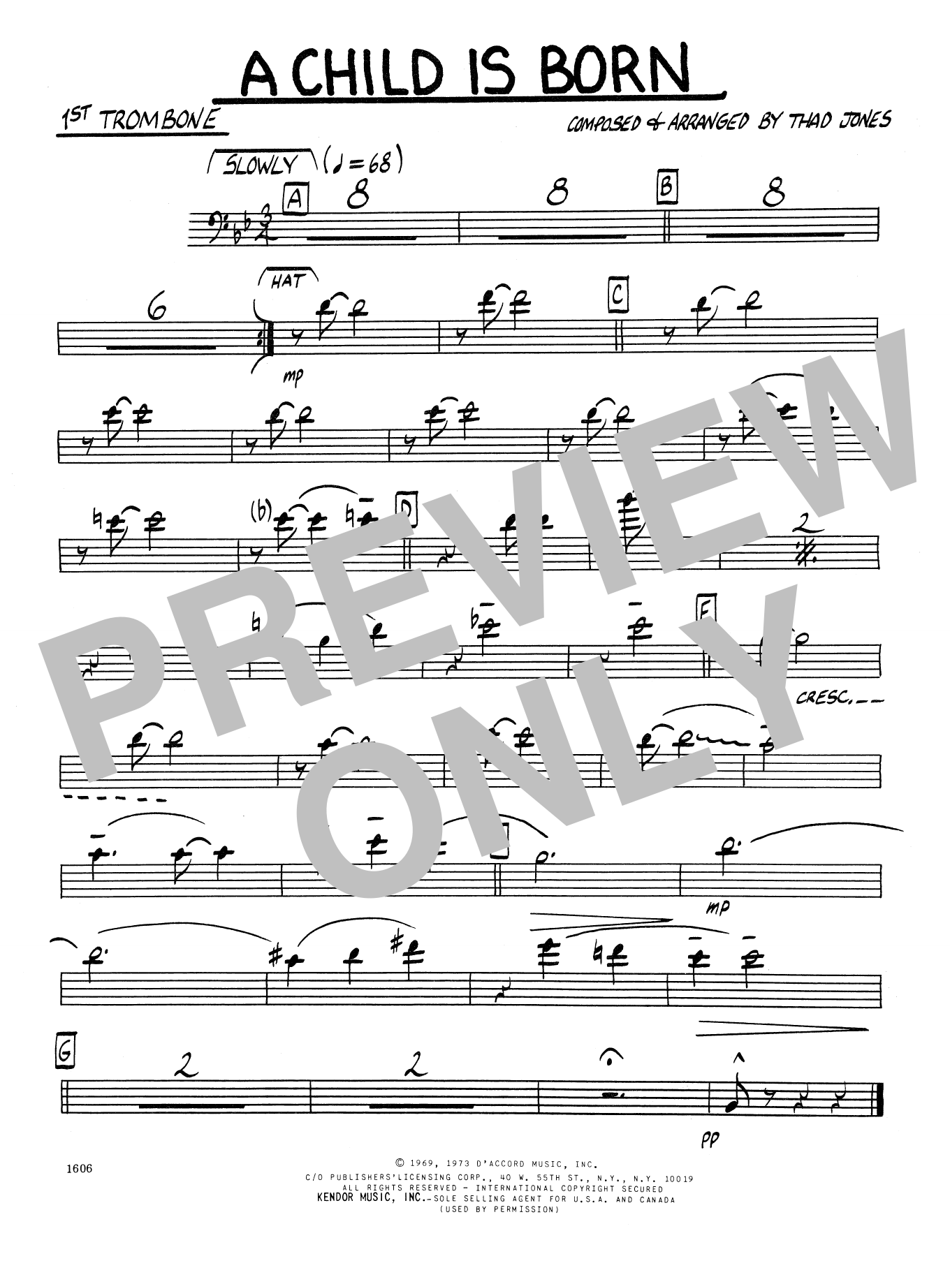 Download Thad Jones Child Is Born, A - 1st Trombone Sheet Music