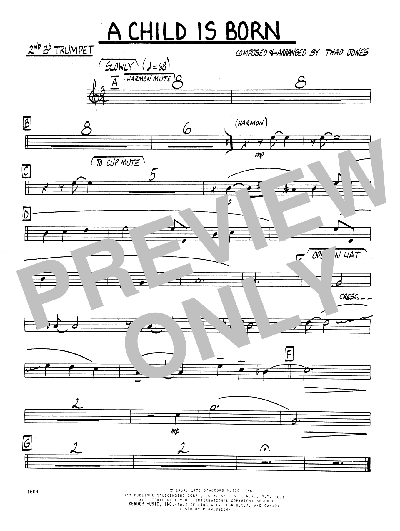 Download Thad Jones Child Is Born, A - 2nd Bb Trumpet Sheet Music