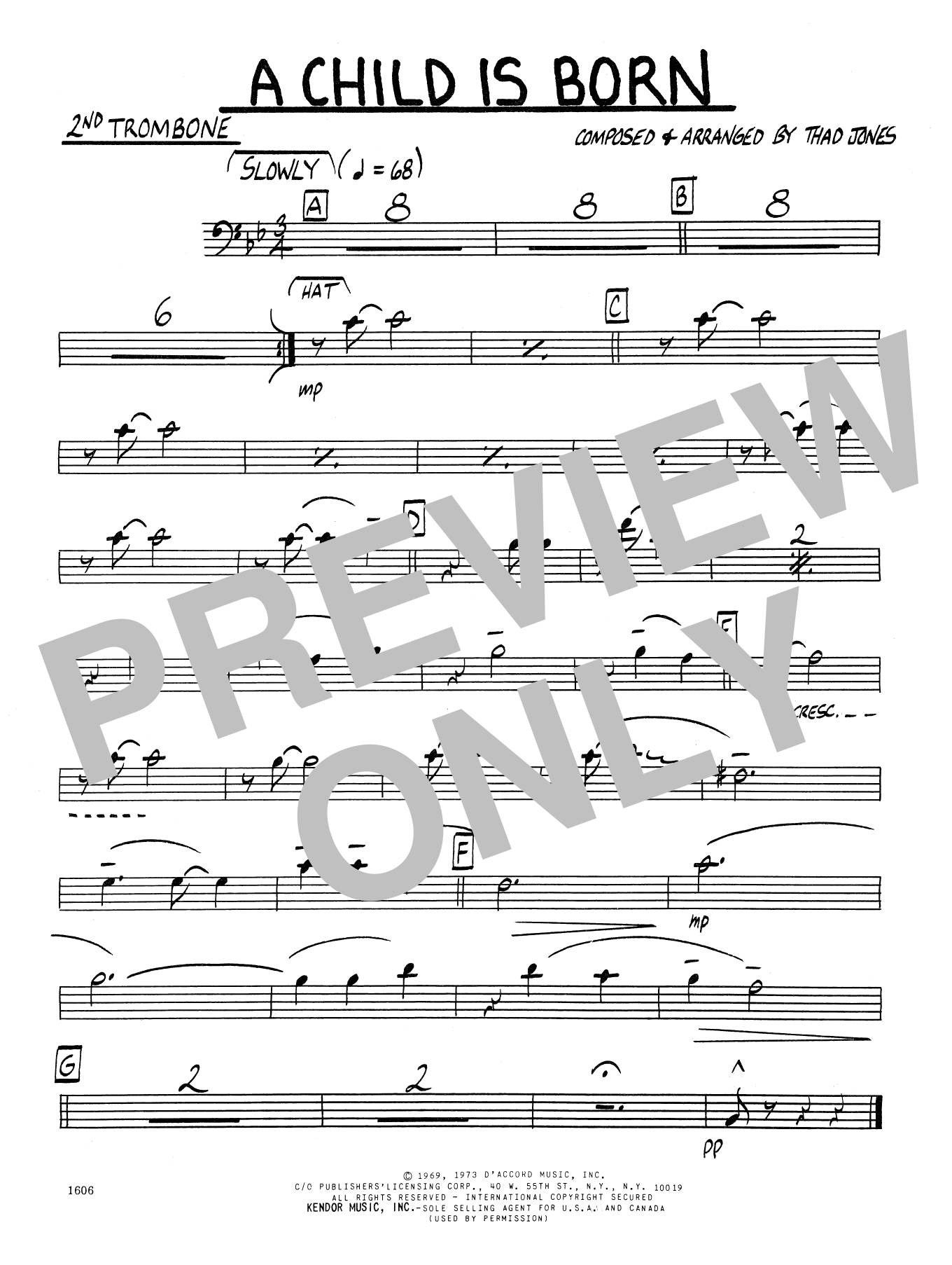 Download Thad Jones Child Is Born, A - 2nd Trombone Sheet Music