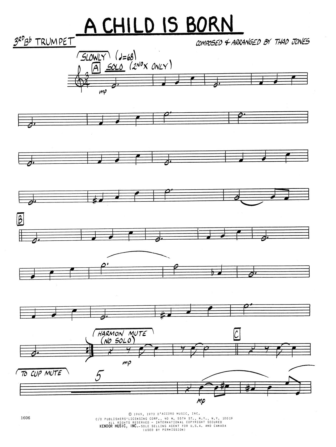 Download Thad Jones Child Is Born, A - 3rd Bb Trumpet Sheet Music