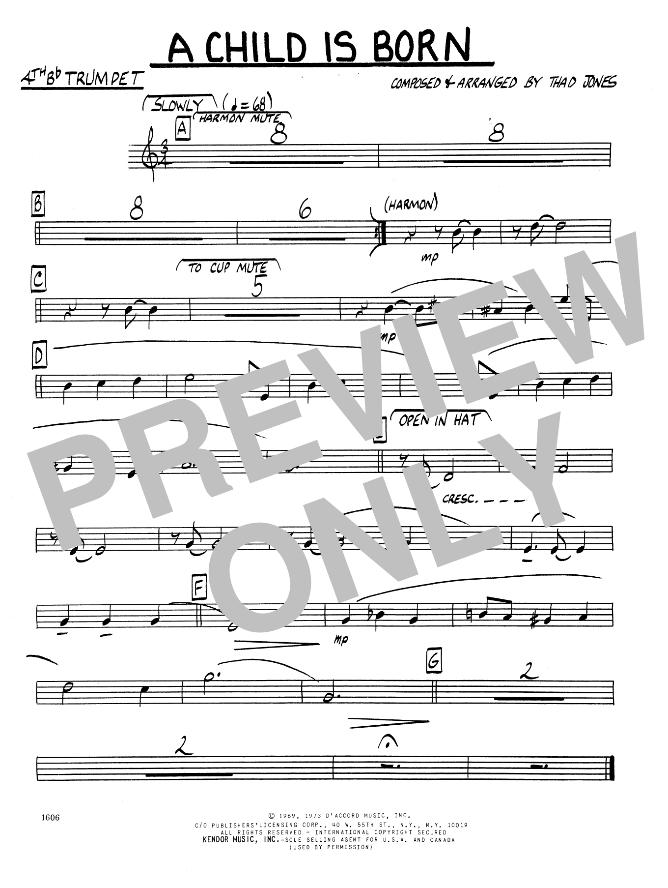Download Thad Jones Child Is Born, A - 4th Bb Trumpet Sheet Music