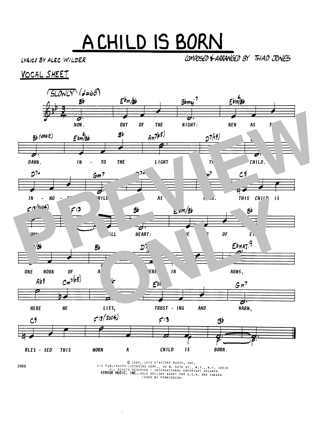 Download Thad Jones Child Is Born, A - Vocal Solo Sheet Music