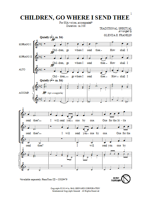 Download Traditional Spiritual Children Go Where I Send Thee (arr. Gle Sheet Music