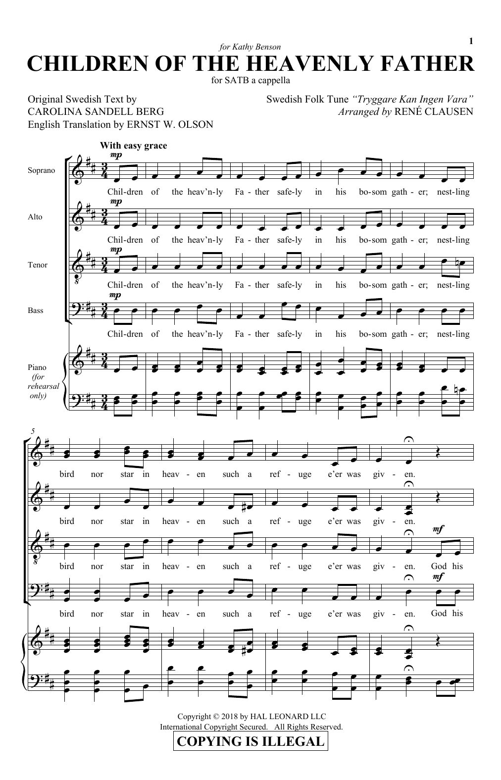 Download Rene Clausen Children Of The Heavenly Father Sheet Music
