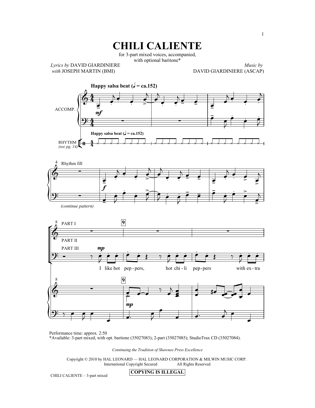 Download David Giardiniere Chili Caliente Sheet Music