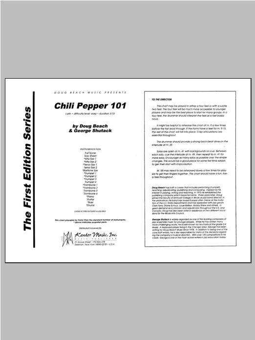 Download Beach, Shutack Chili Pepper 101 - Full Score Sheet Music
