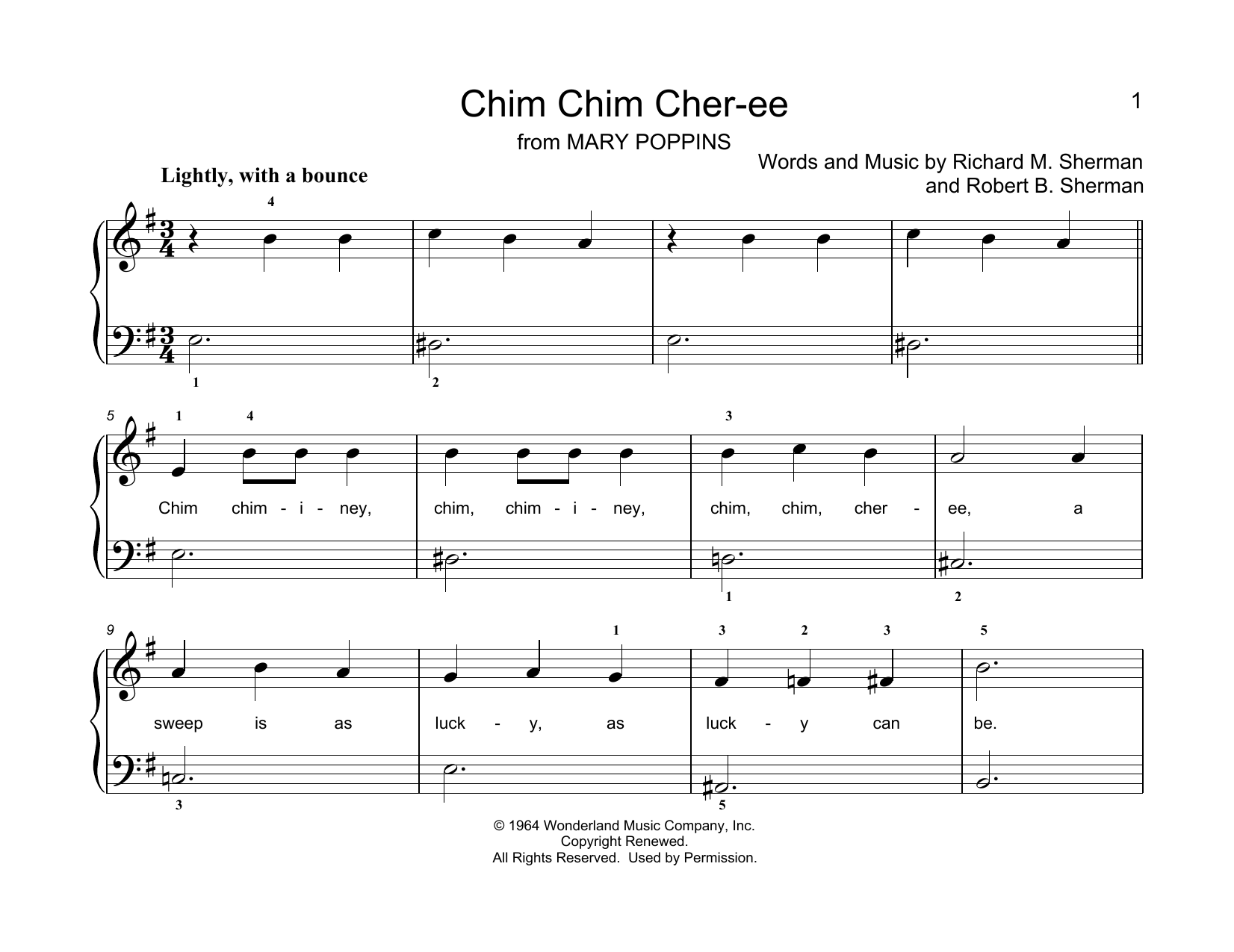Download Sherman Brothers Chim Chim Cher-ee (from Mary Poppins) ( Sheet Music